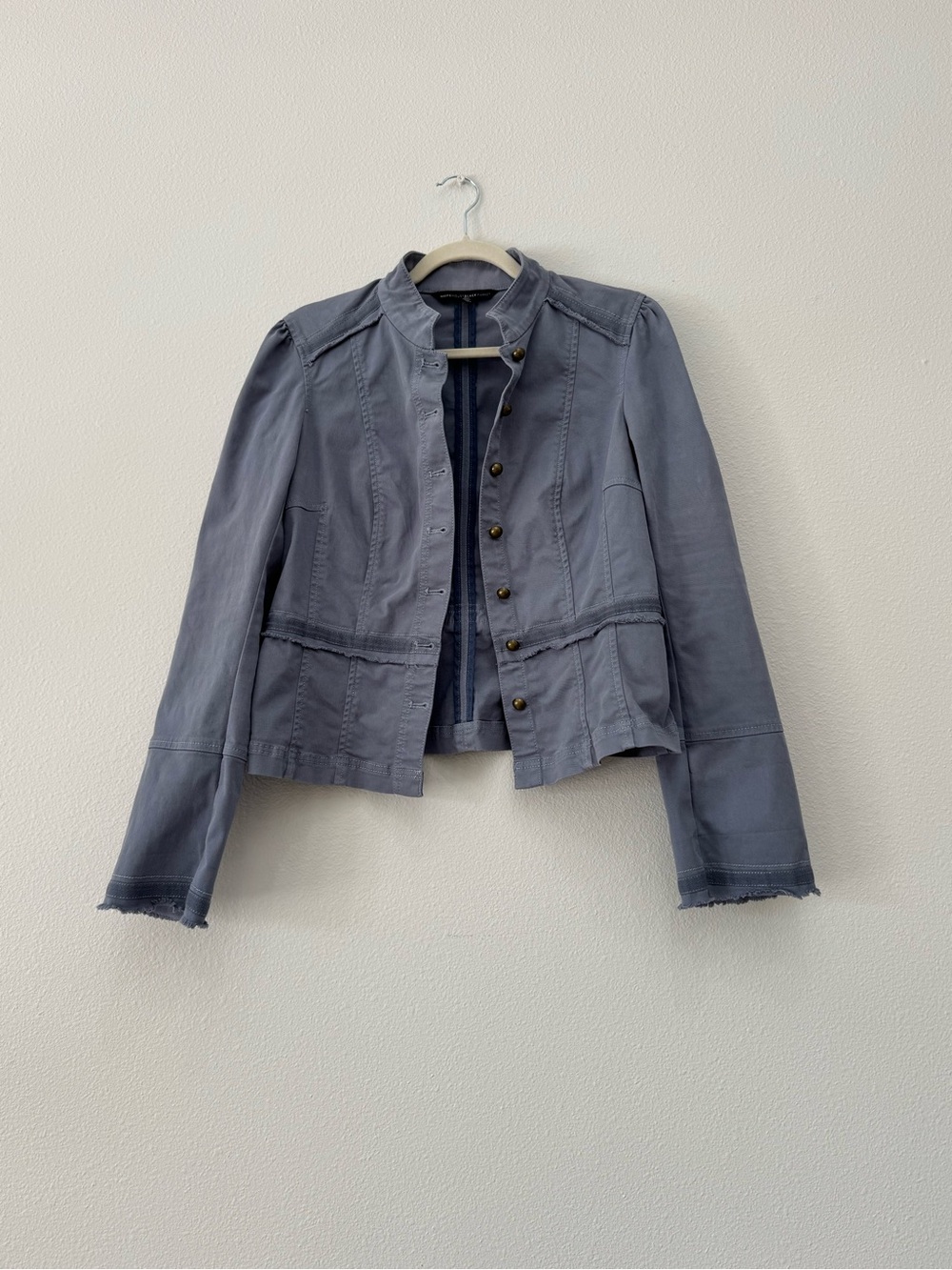 White House Black Market Slate Grey Military Button Blazer Jacket Sz 6